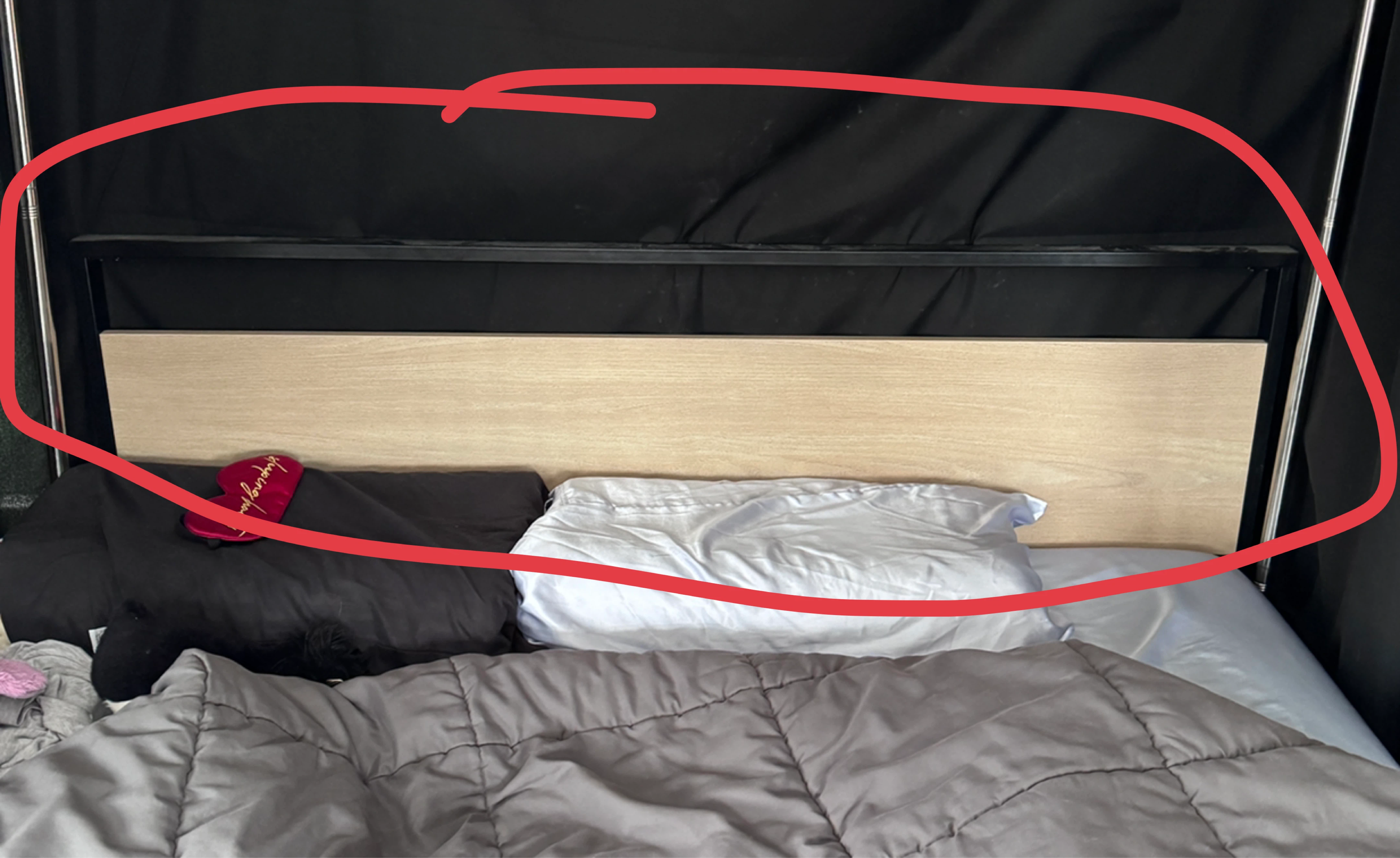 Wooden Bed Headboard with Metal Frame