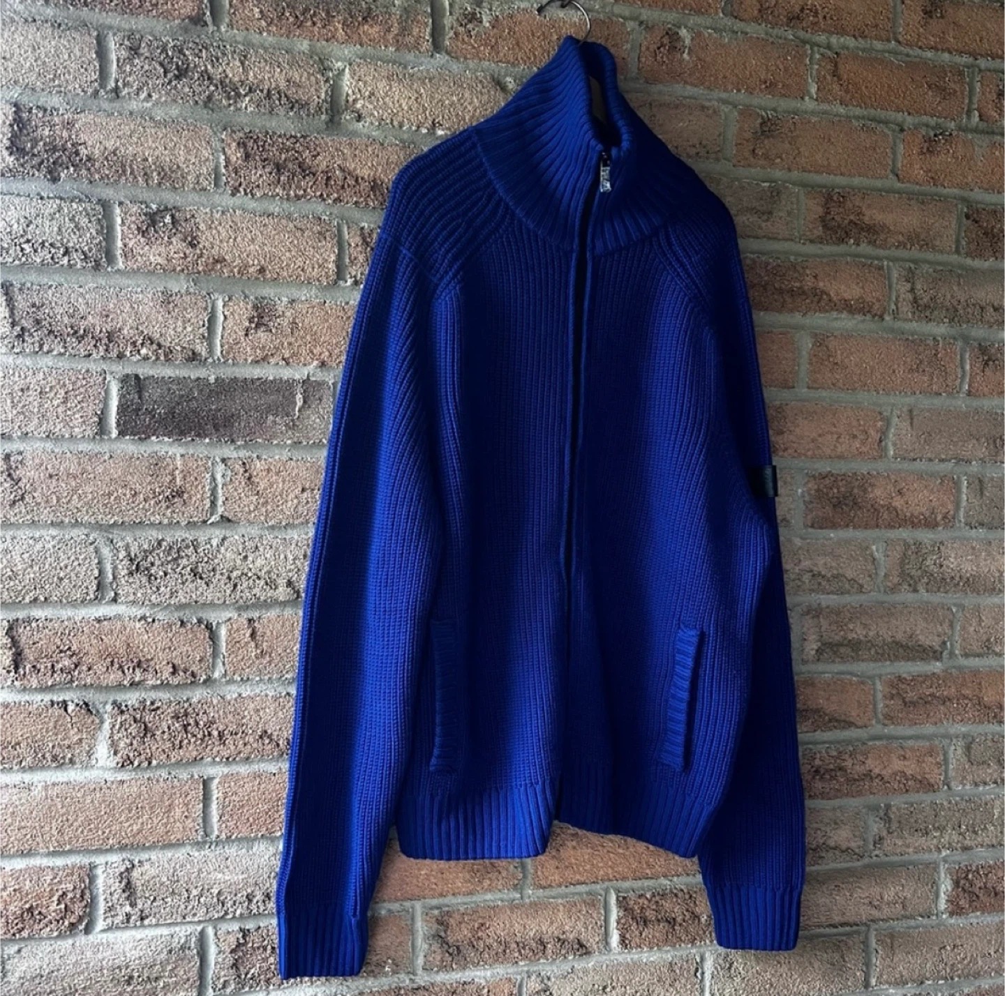 The Kooples Blue Wool Zip-Up Cardigan