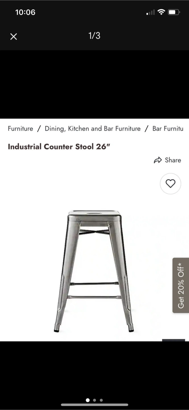Industrial Counter Stool 26" - Metal