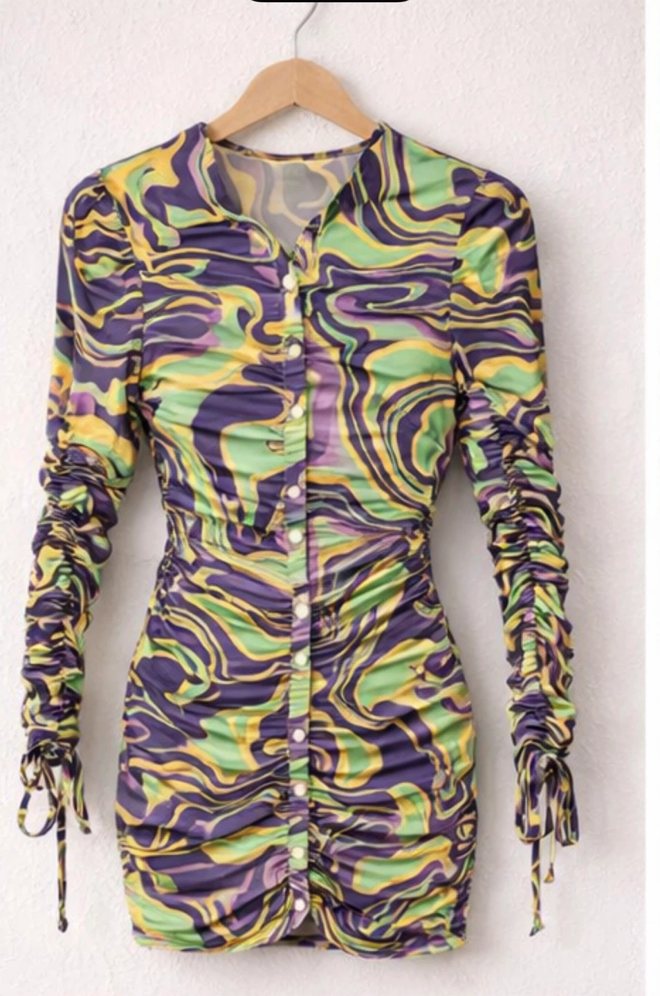 SHEIN Ruched Button-Down Shirt Dress - photo 3