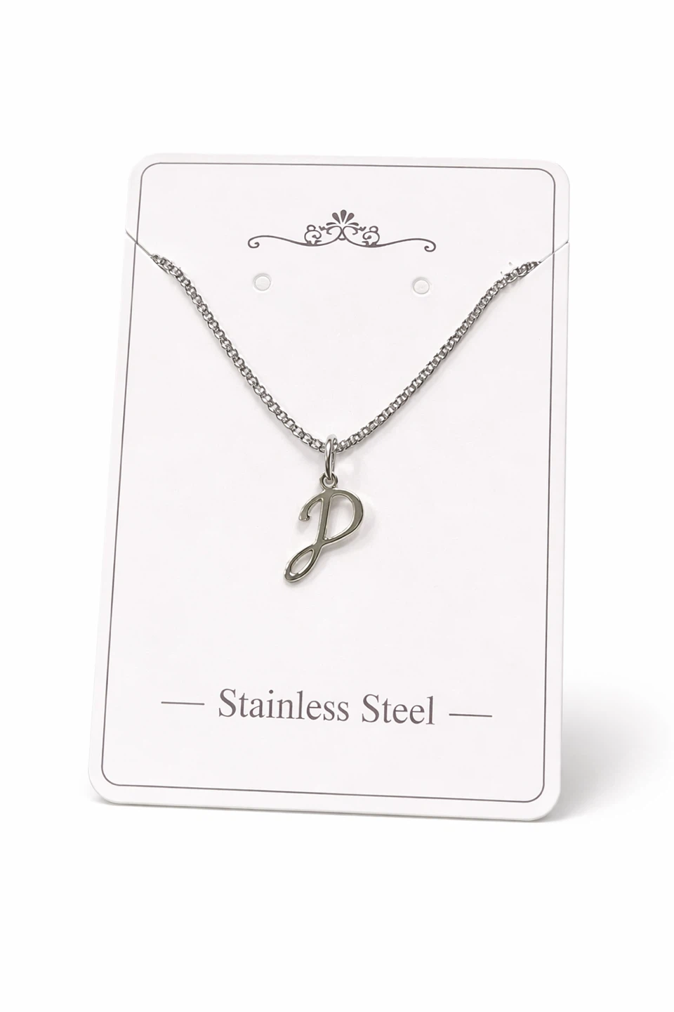 Initial "P" Necklace - Stainless Steel