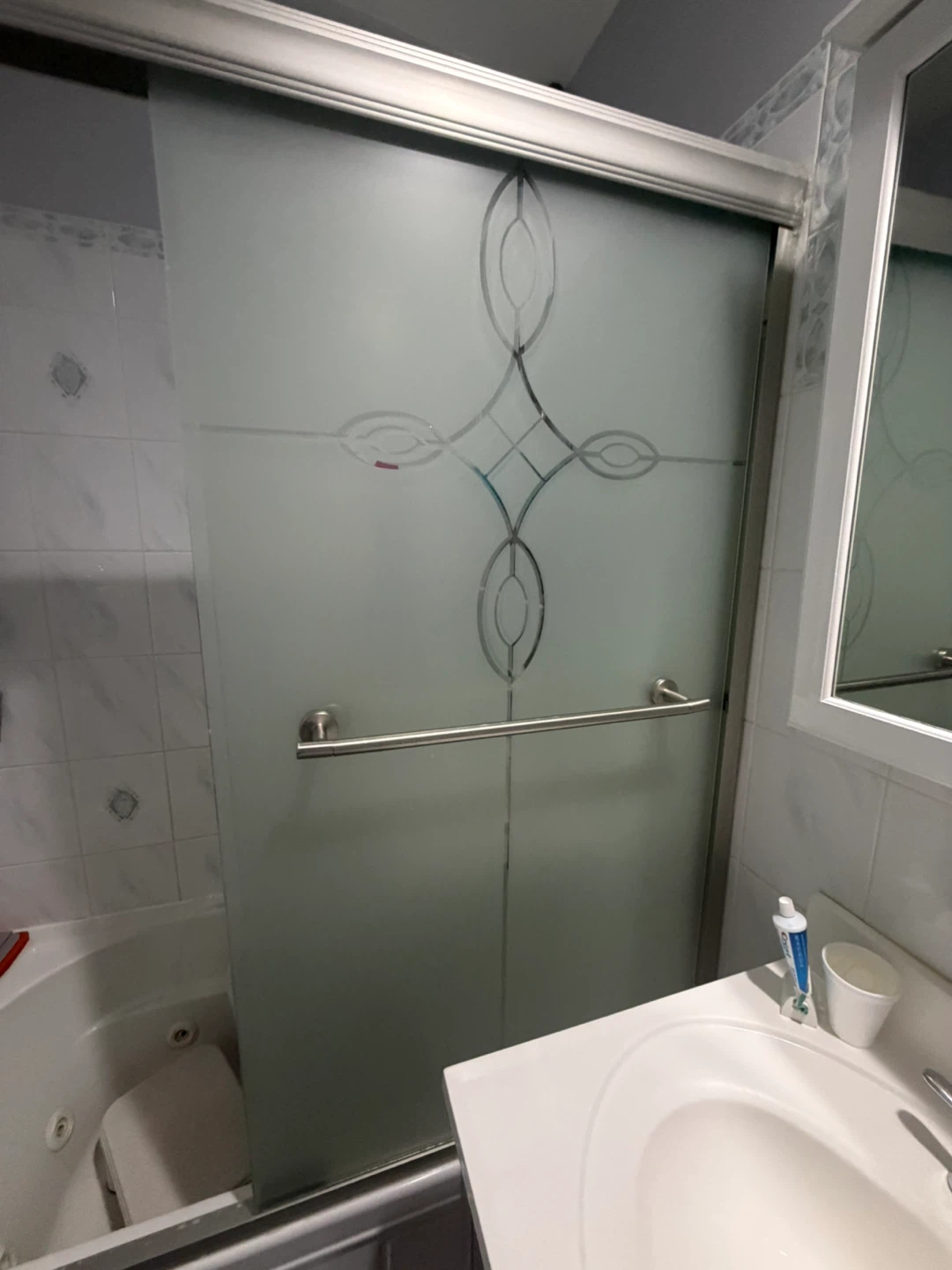 Frosted Glass Sliding Shower Door