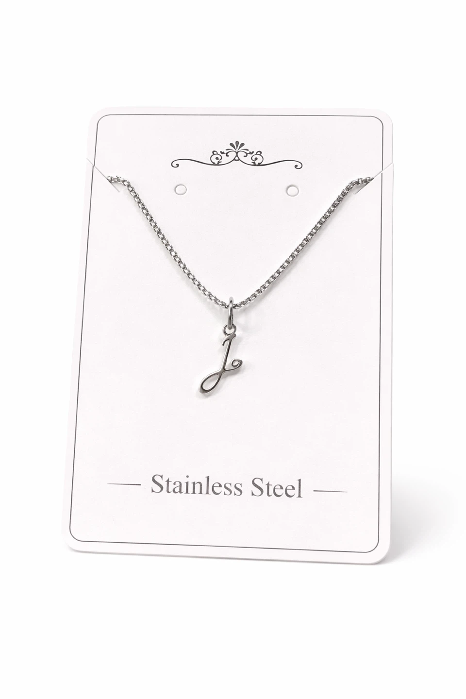 Stainless Steel "J" Initial Pendant Necklace