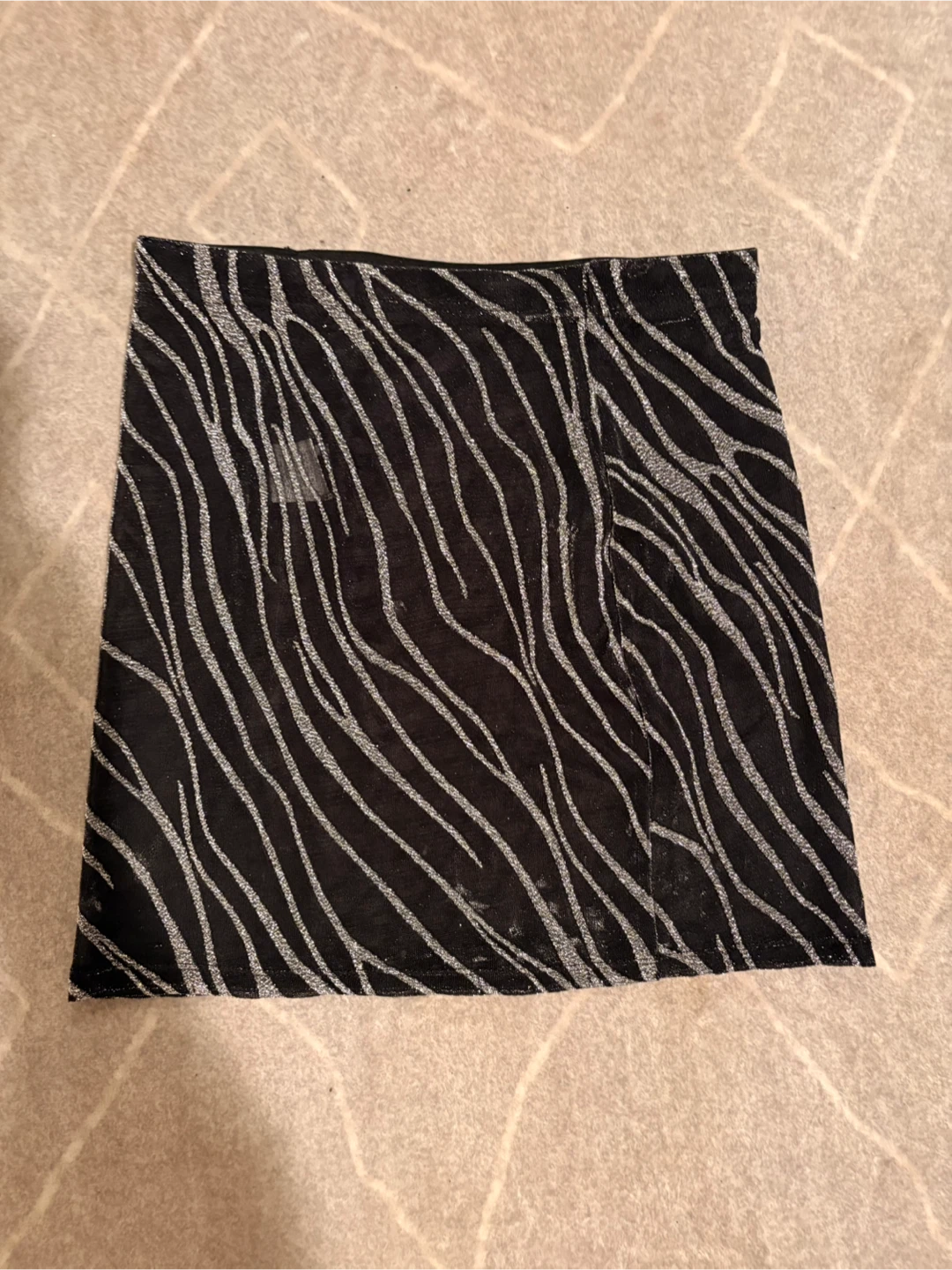 Black and Silver Glitter Zebra Print Crop Top and Skirt Set - photo 5