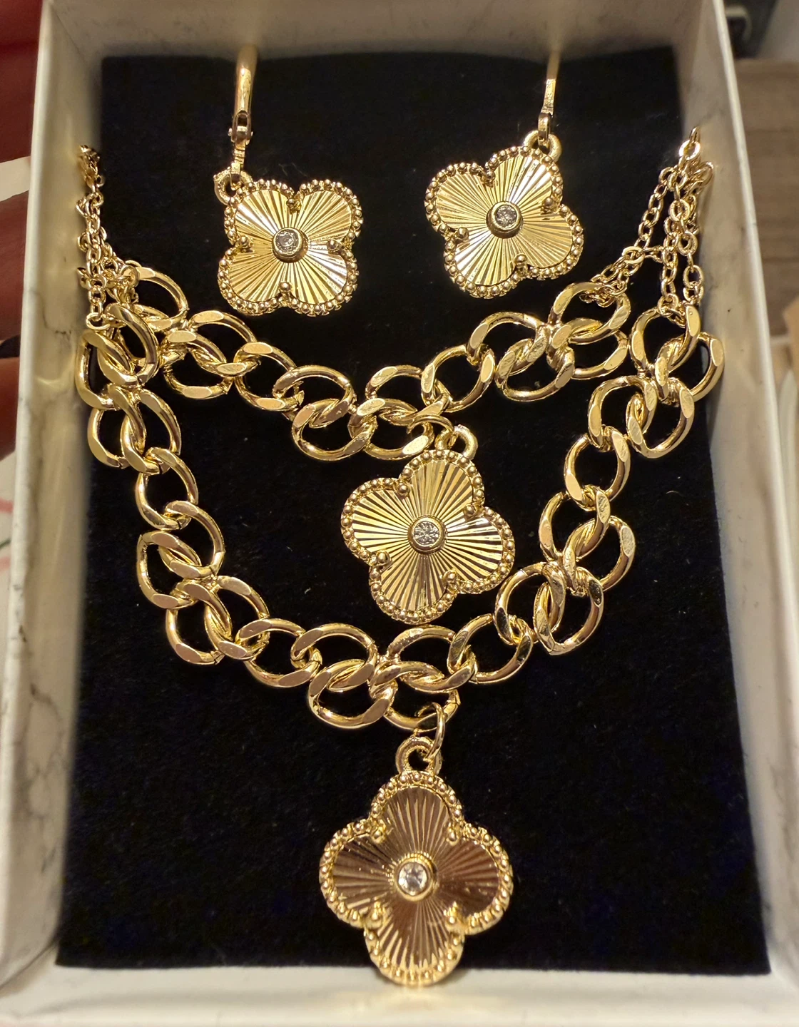 14 kGold plated  Clover Pendant  Set - photo 3