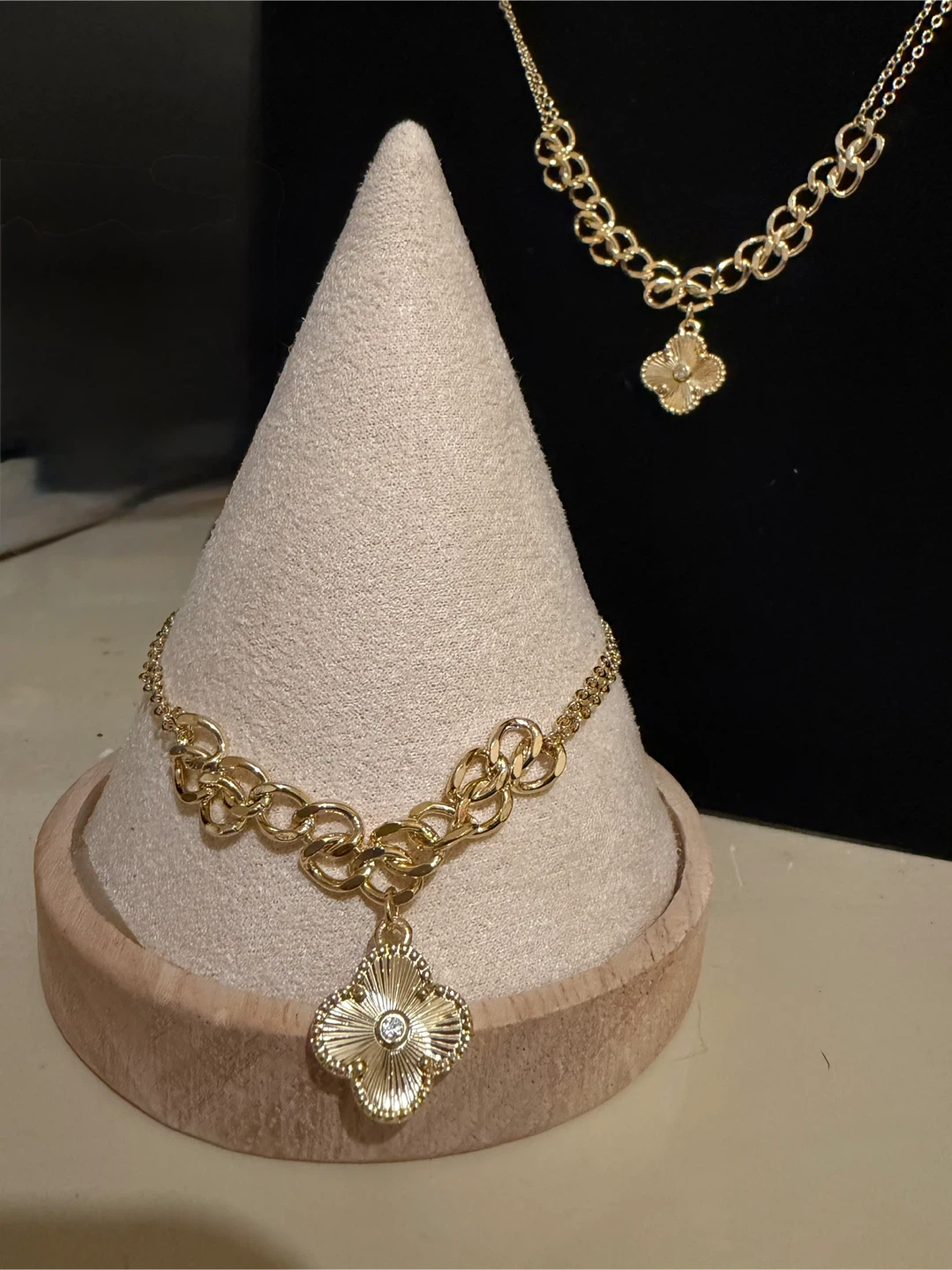 14 kGold plated  Clover Pendant  Set - photo 2