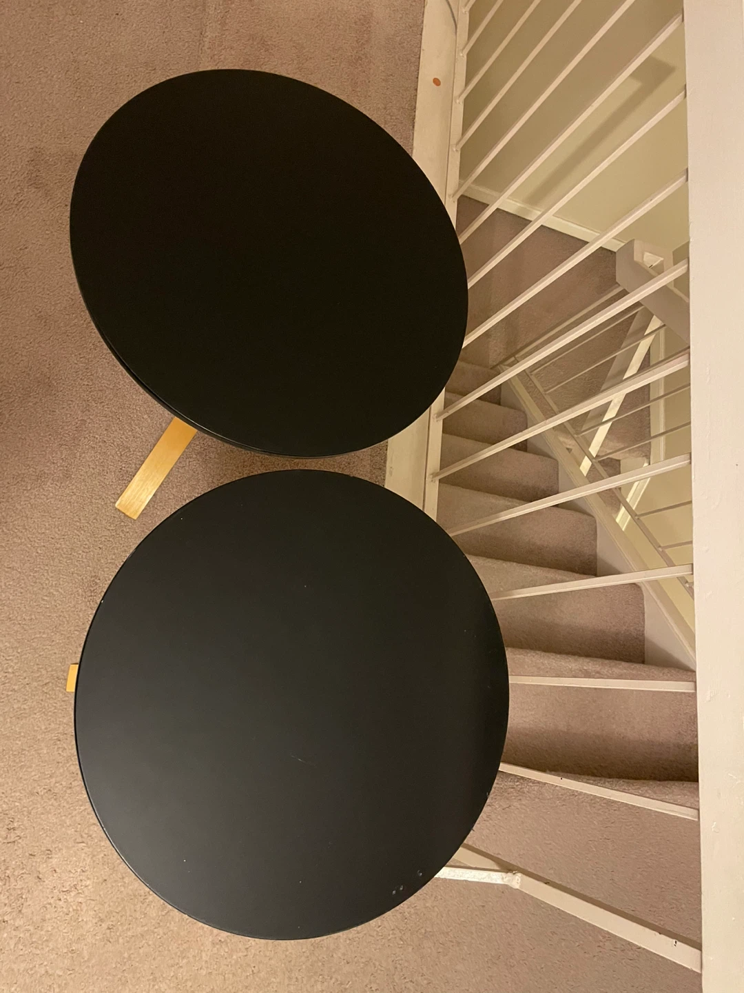 Set of 2 Black Round Side Tables - photo 2