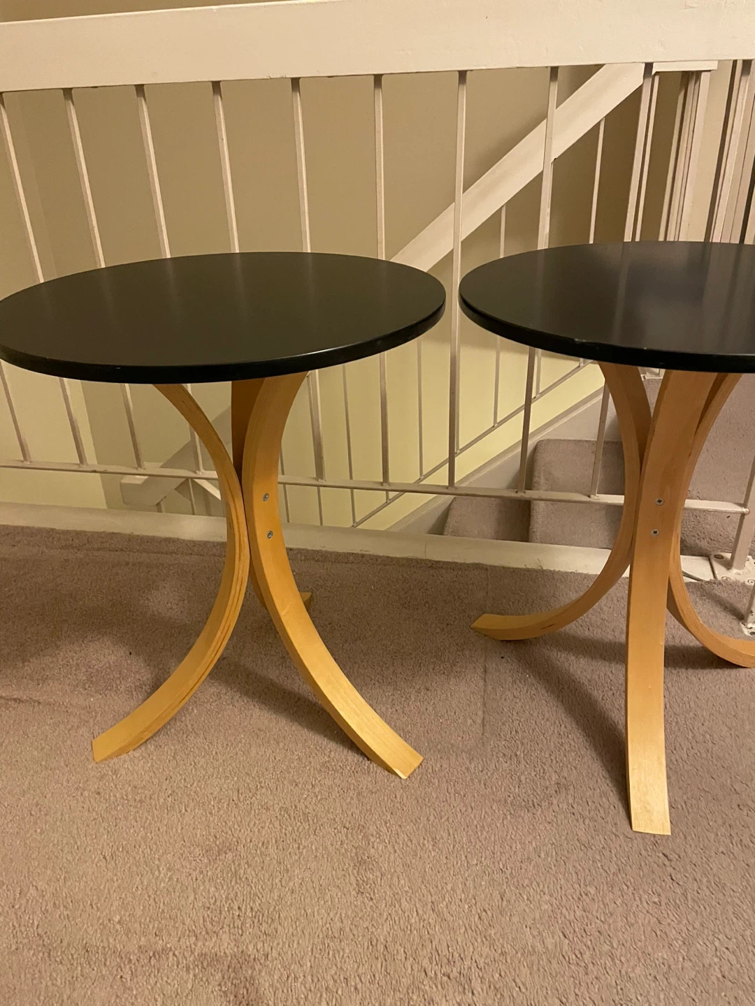 Set of 2 Black Round Side Tables