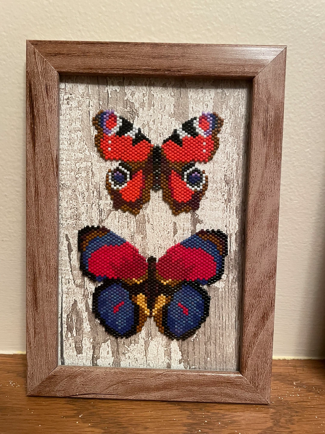Framed Beaded Butterfly Art