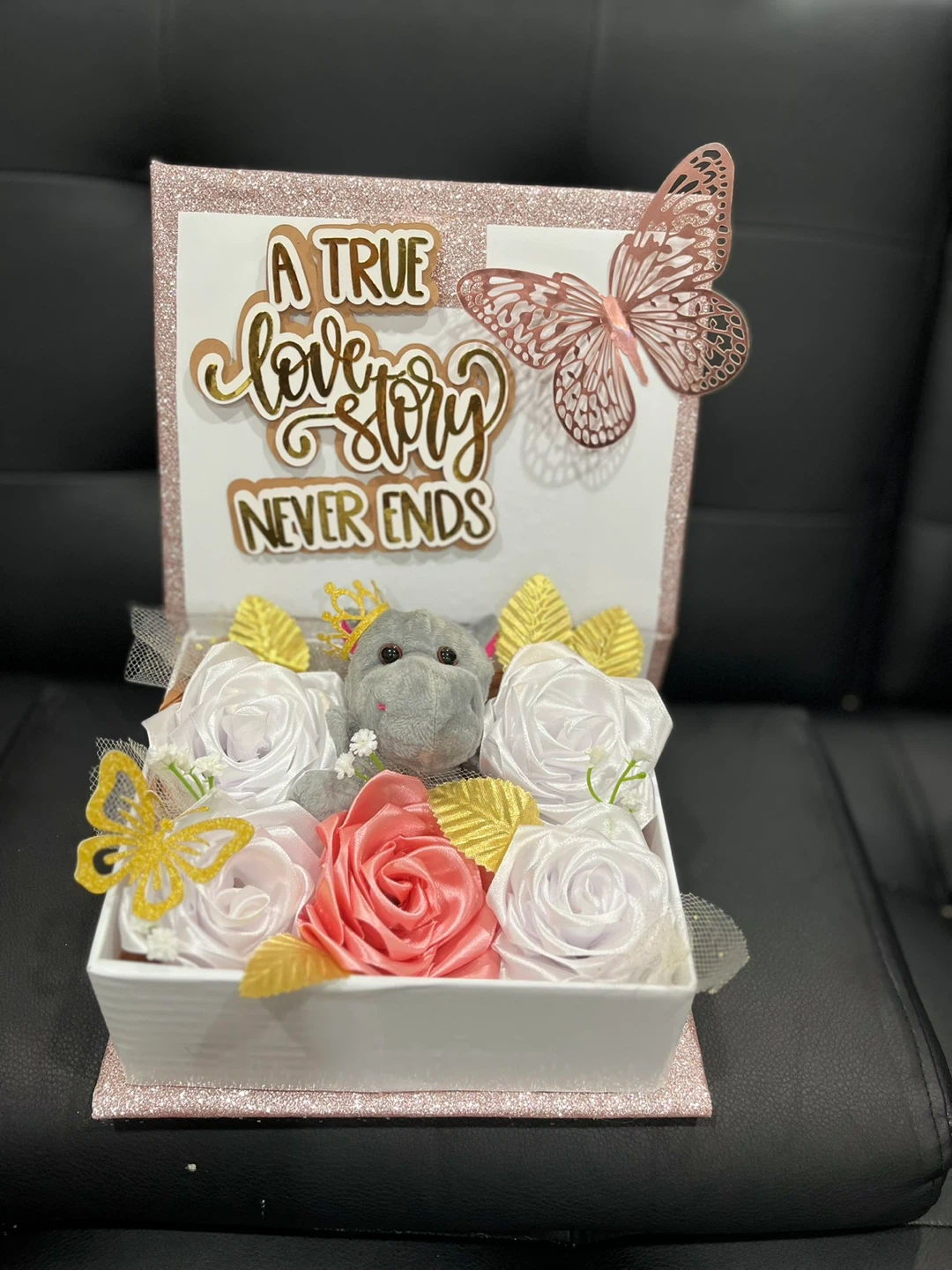 Decorative Gift Box with Plush Toy and Flowers - photo 2