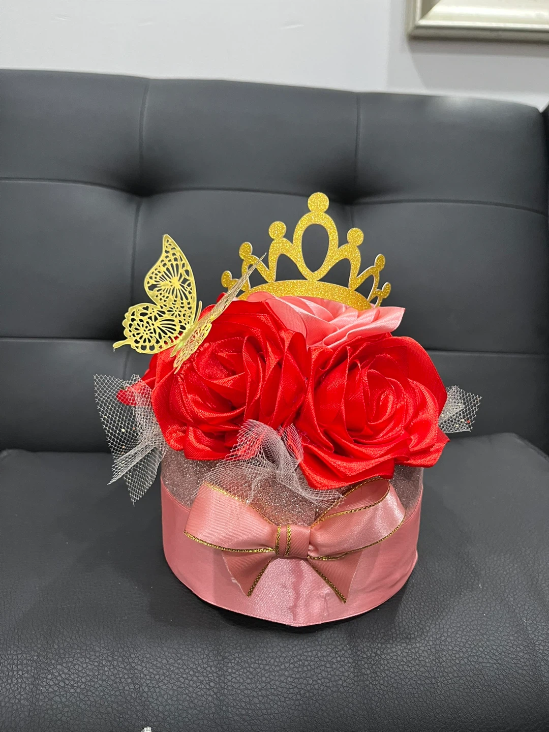 Artificial Flower Arrangement with Crown and Butterfly - photo 3