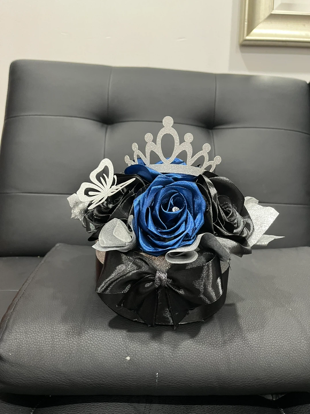 Artificial Flower Arrangement with Crown and Butterfly - photo 2