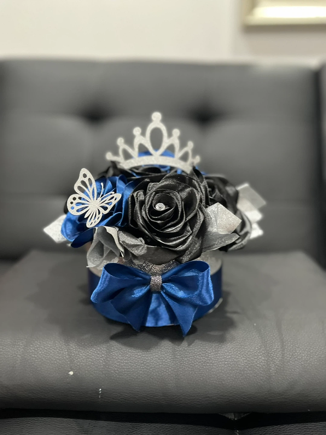 Artificial Flower Arrangement with Crown and Butterfly - photo 4
