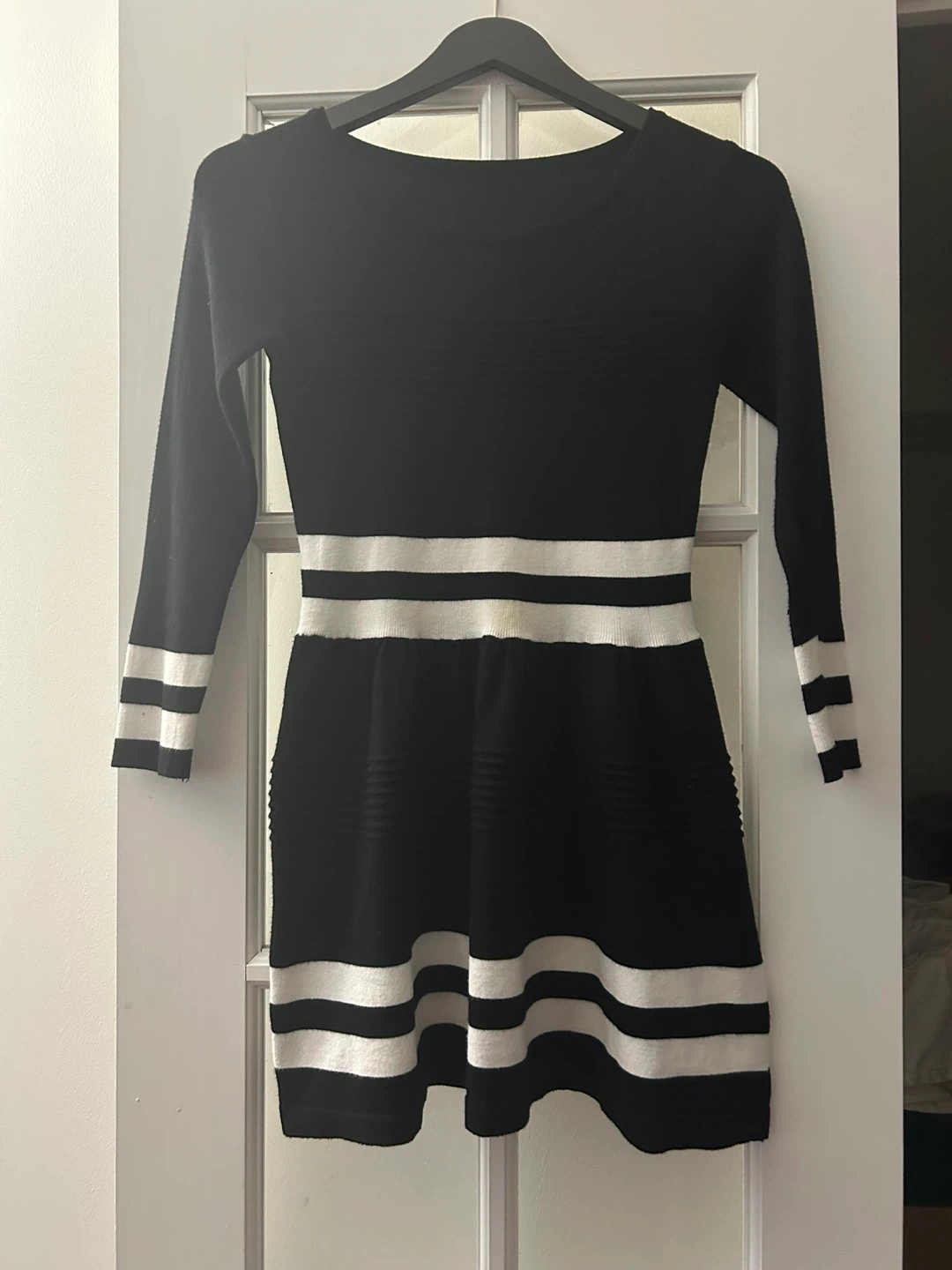 Black and White Striped Knit Dress