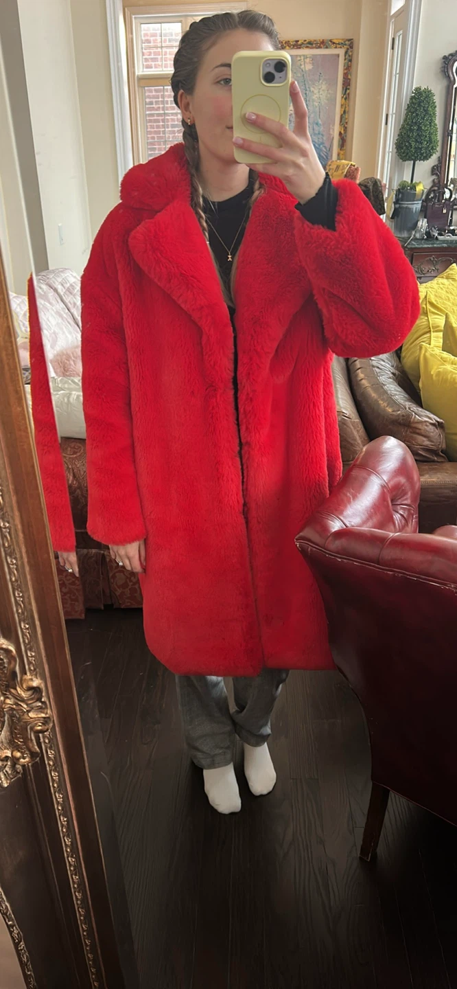 Red Faux Fur Coat