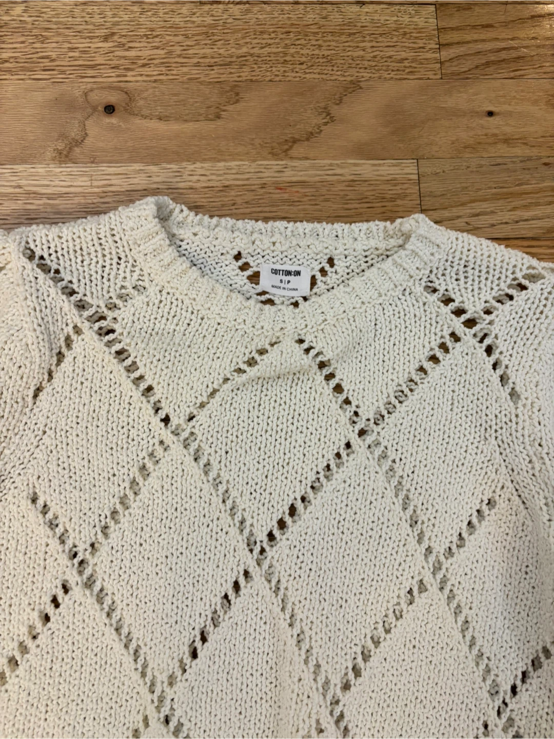 Cotton On Cream Diamond Knit Sweater - photo 2