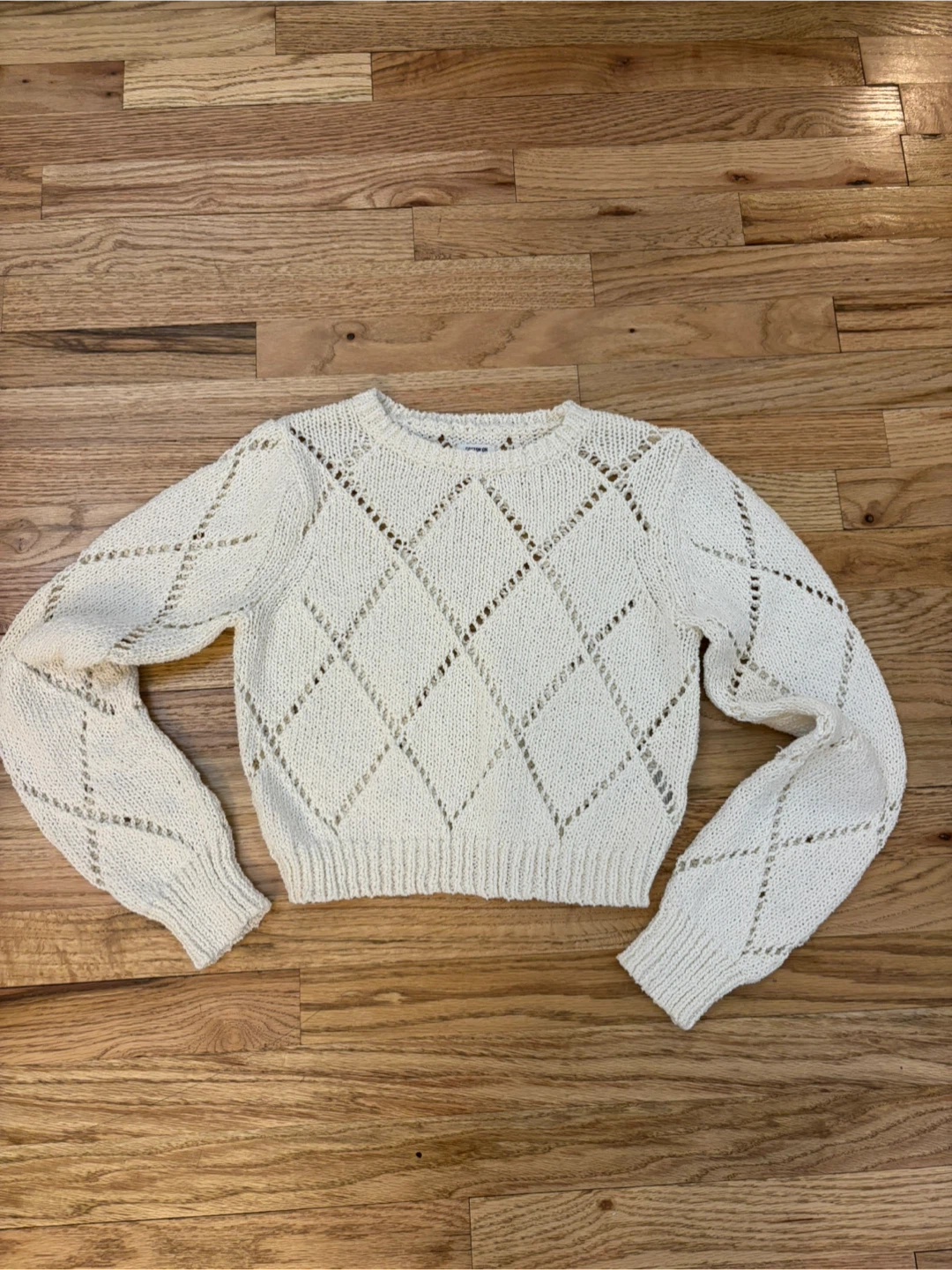 Cotton On Cream Diamond Knit Sweater