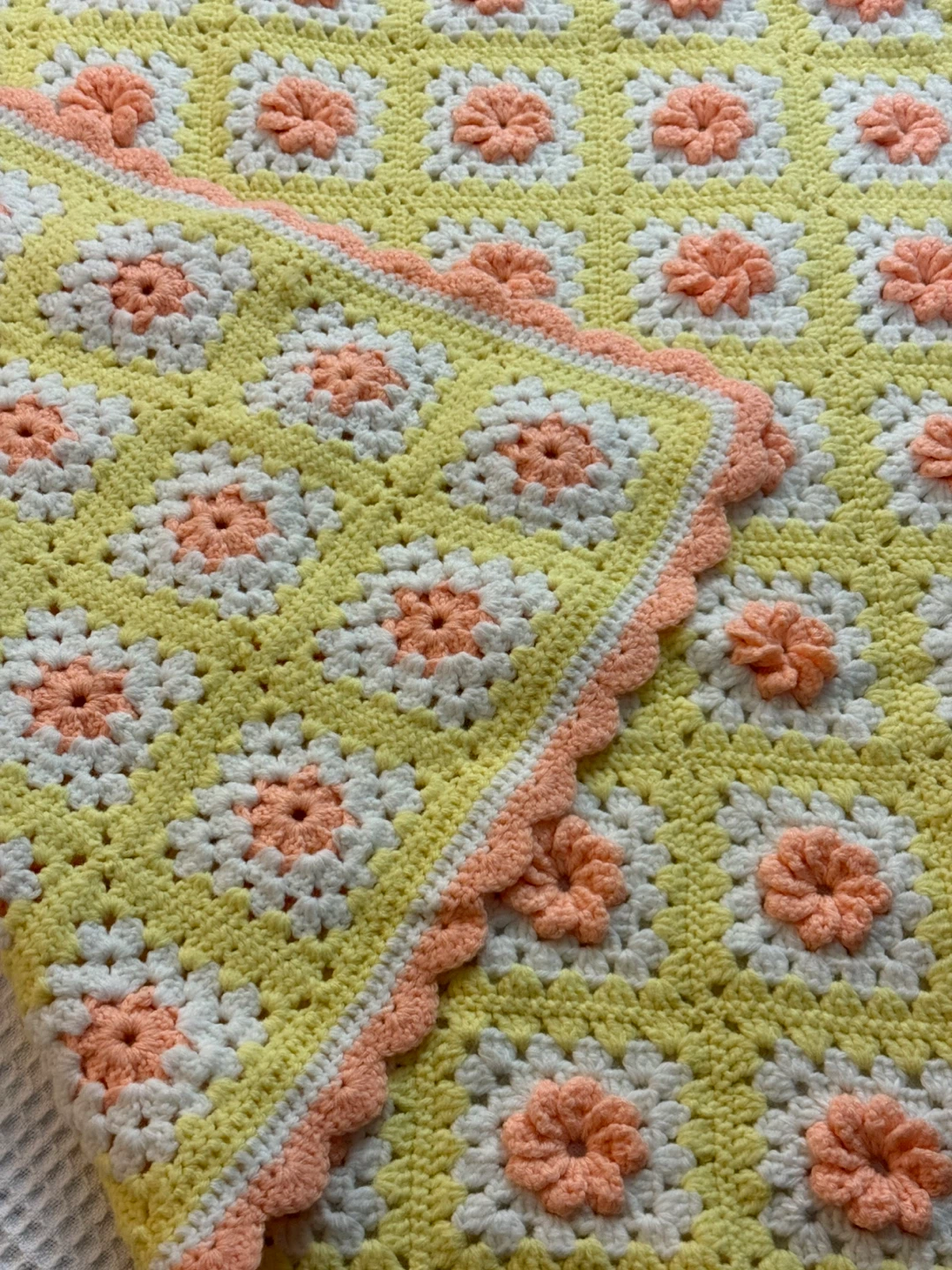 Handmade Crocheted Blanket with Flowers - photo 5
