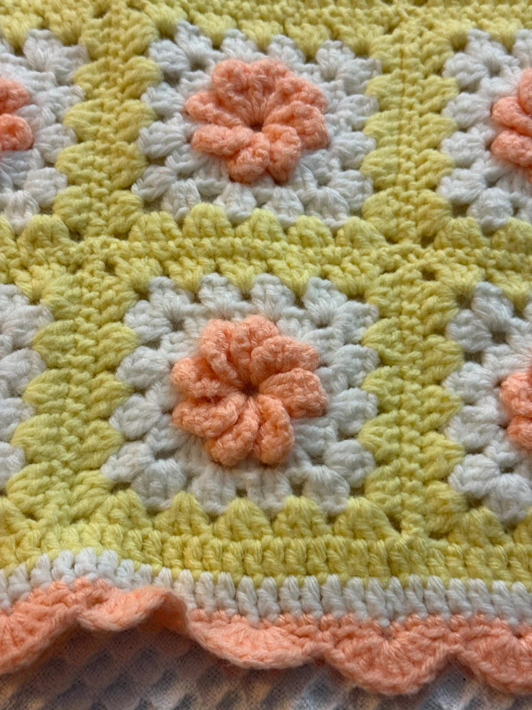 Handmade Crocheted Blanket with Flowers - photo 3