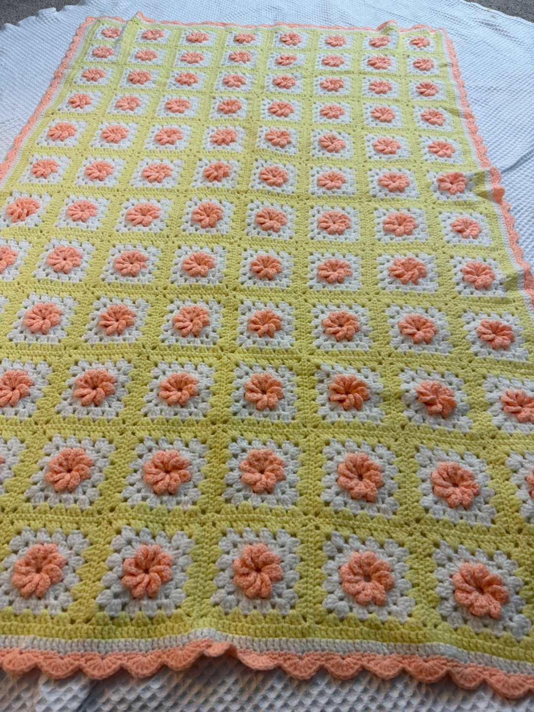 Handmade Crocheted Blanket with Flowers - photo 2