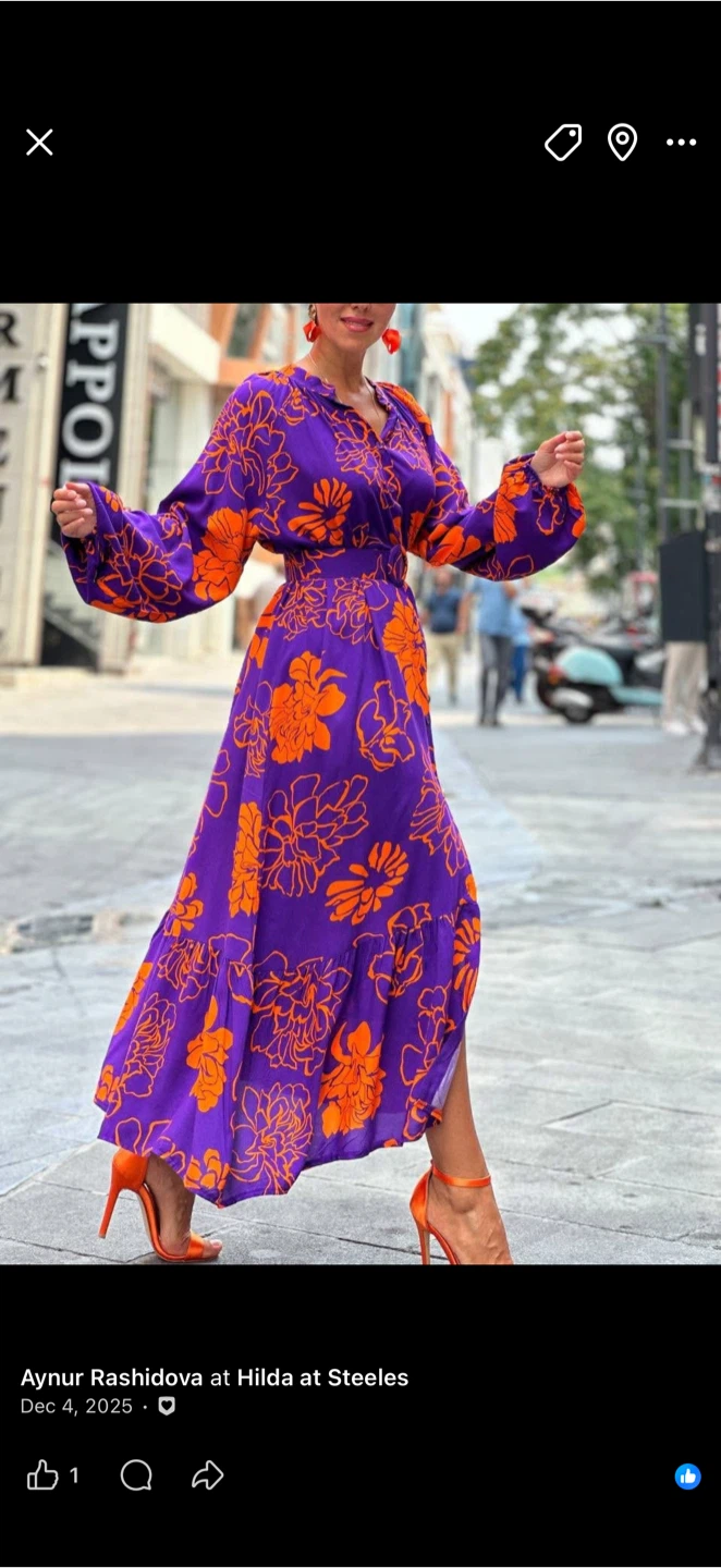Purple and Orange Floral Maxi Dress