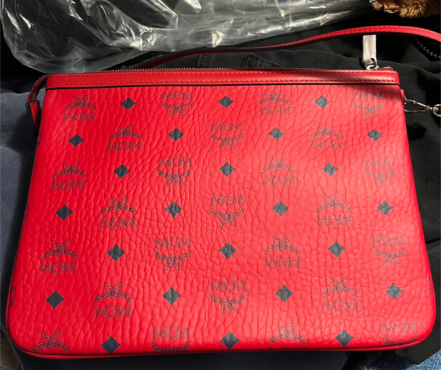 MCM Red Monogram Tote Bag - photo 2