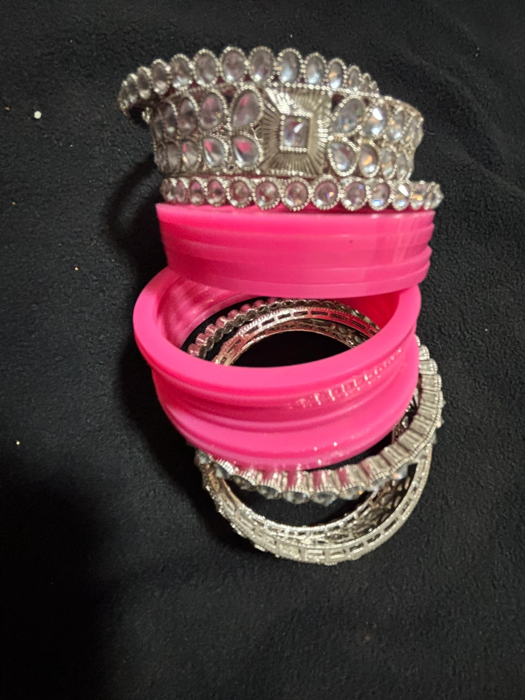 Pink and Silver Bridal Bangles Set - photo 3