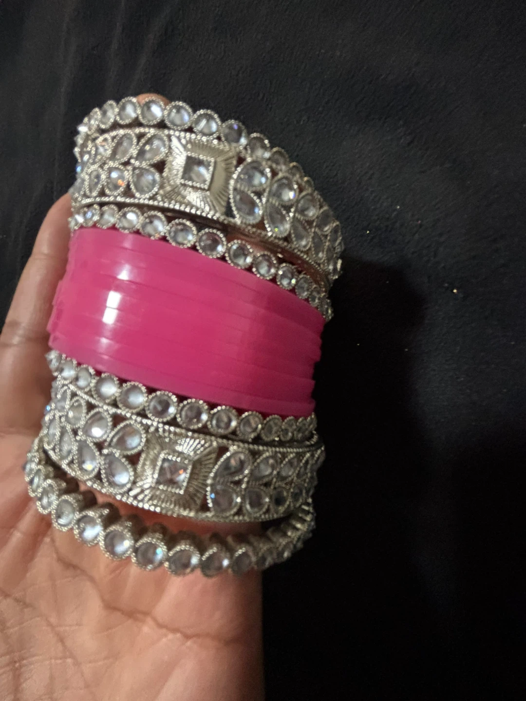 Pink and Silver Bridal Bangles Set - photo 2