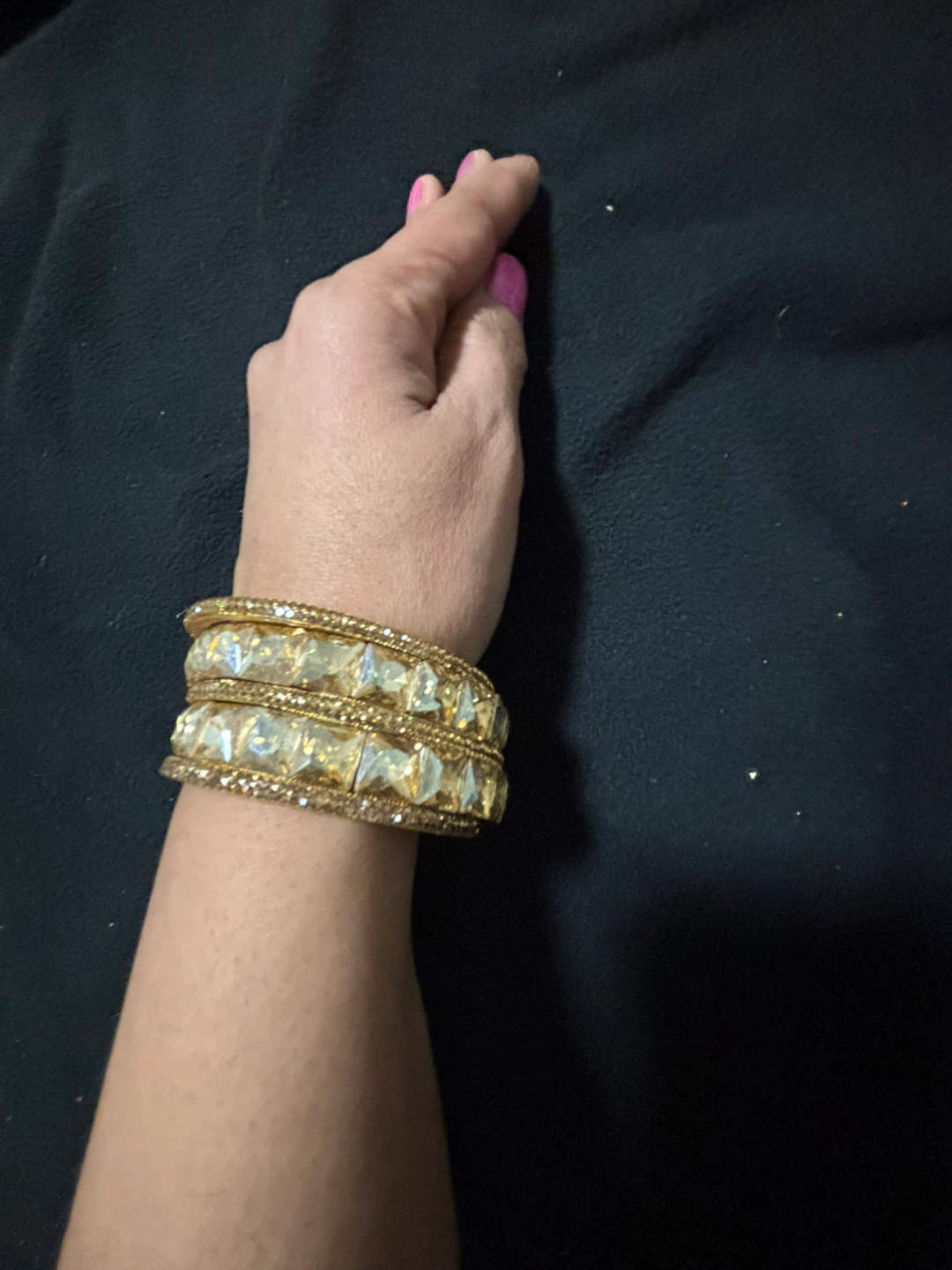 Gold Tone Rhinestone Bangles Set - photo 2