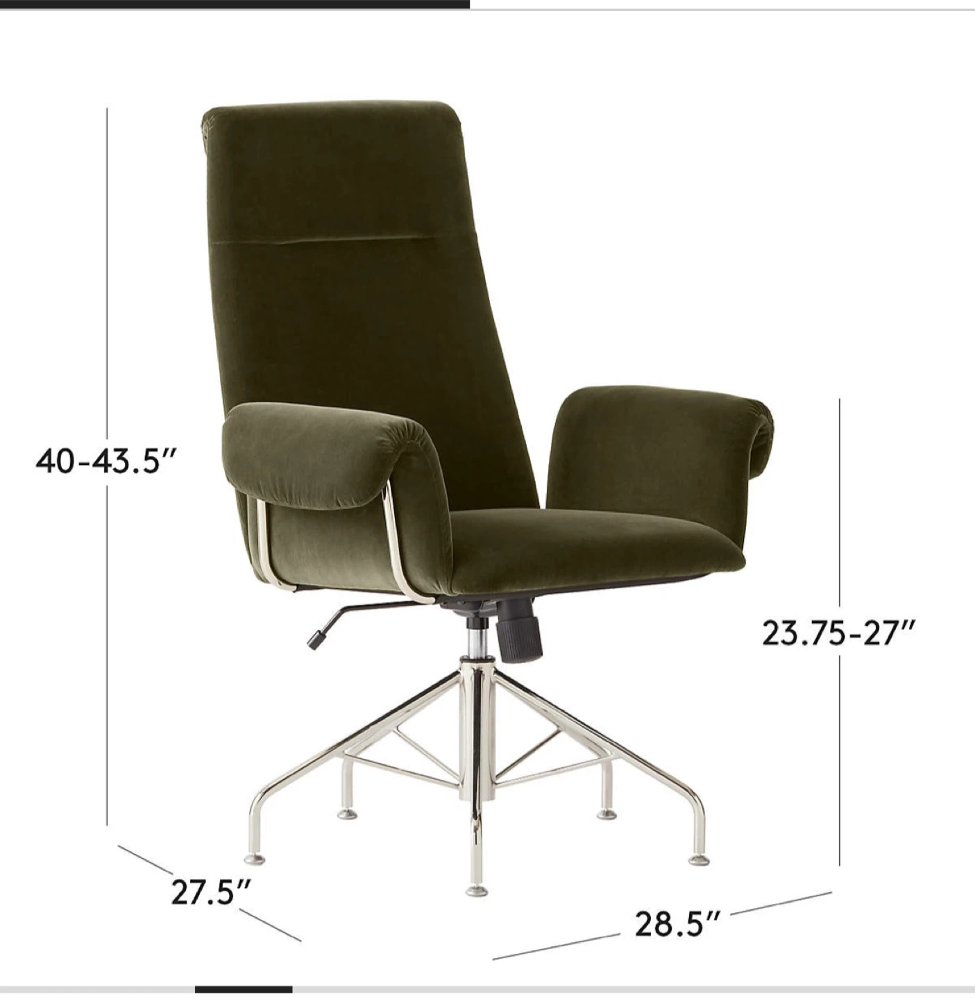 CB2 Olive Green Velvet Office Chair - photo 4