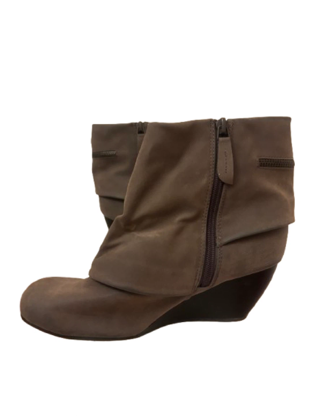 Gray Wedge Ankle Boots with Fold-over Detail - photo 2