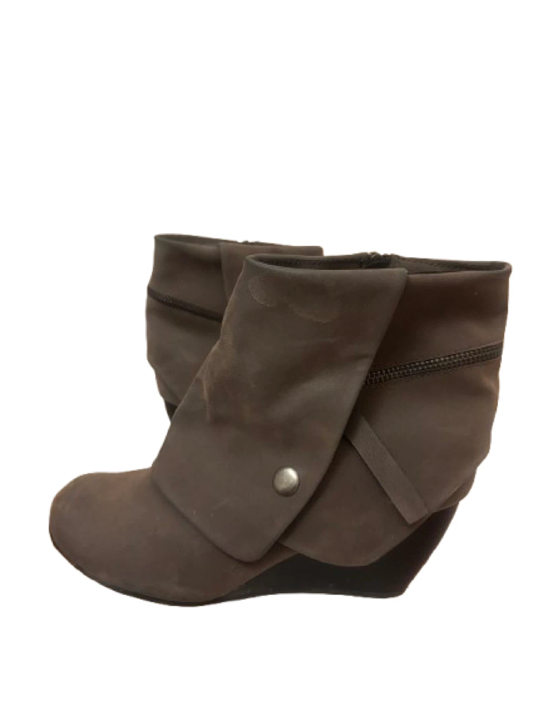 Gray Wedge Ankle Boots with Fold-over Detail - photo 4