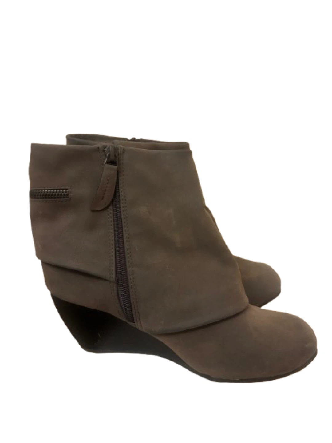 Gray Wedge Ankle Boots with Fold-over Detail - photo 5