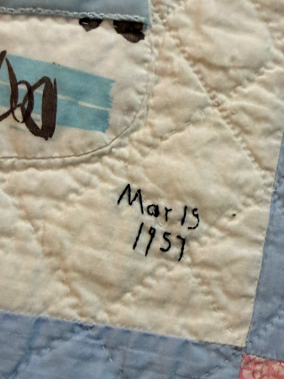 1957 Sunbonnet Sue Quilt Hand Quilted Signed Americana Throw - photo 2