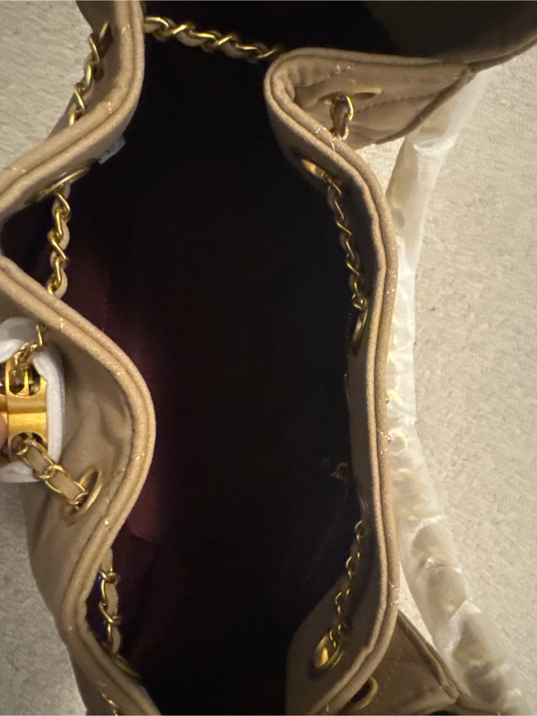 Quilted Bucket Bag with Gold Chain - photo 2
