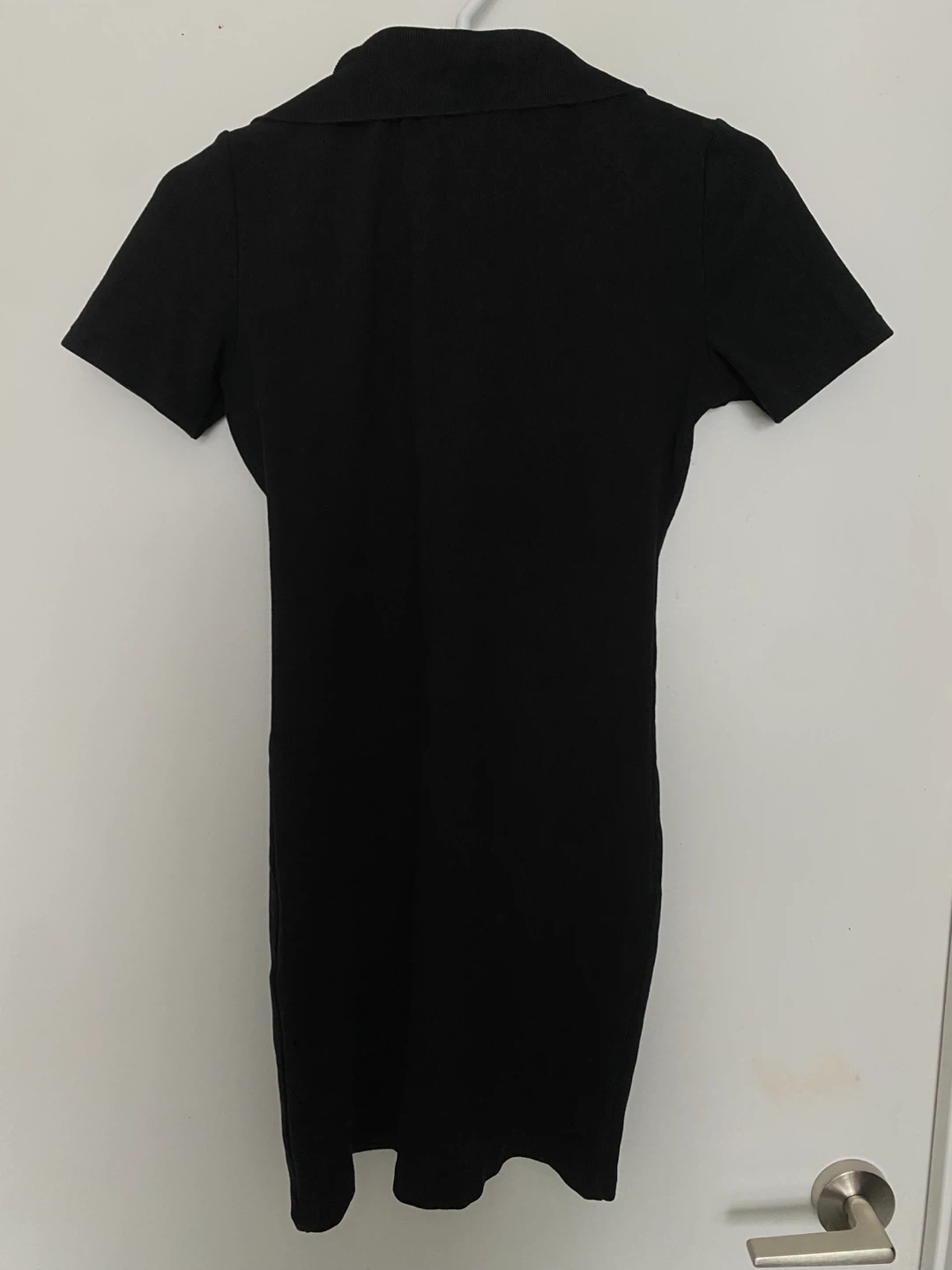 Zara Black Short Sleeve Collared Bodycon Dress - Sz L - photo 2