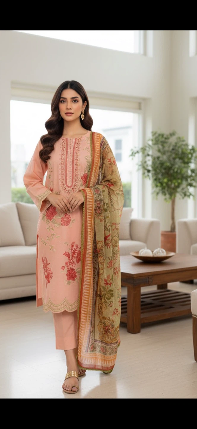 Embroidered Cotton Lawn Pakistani Dress