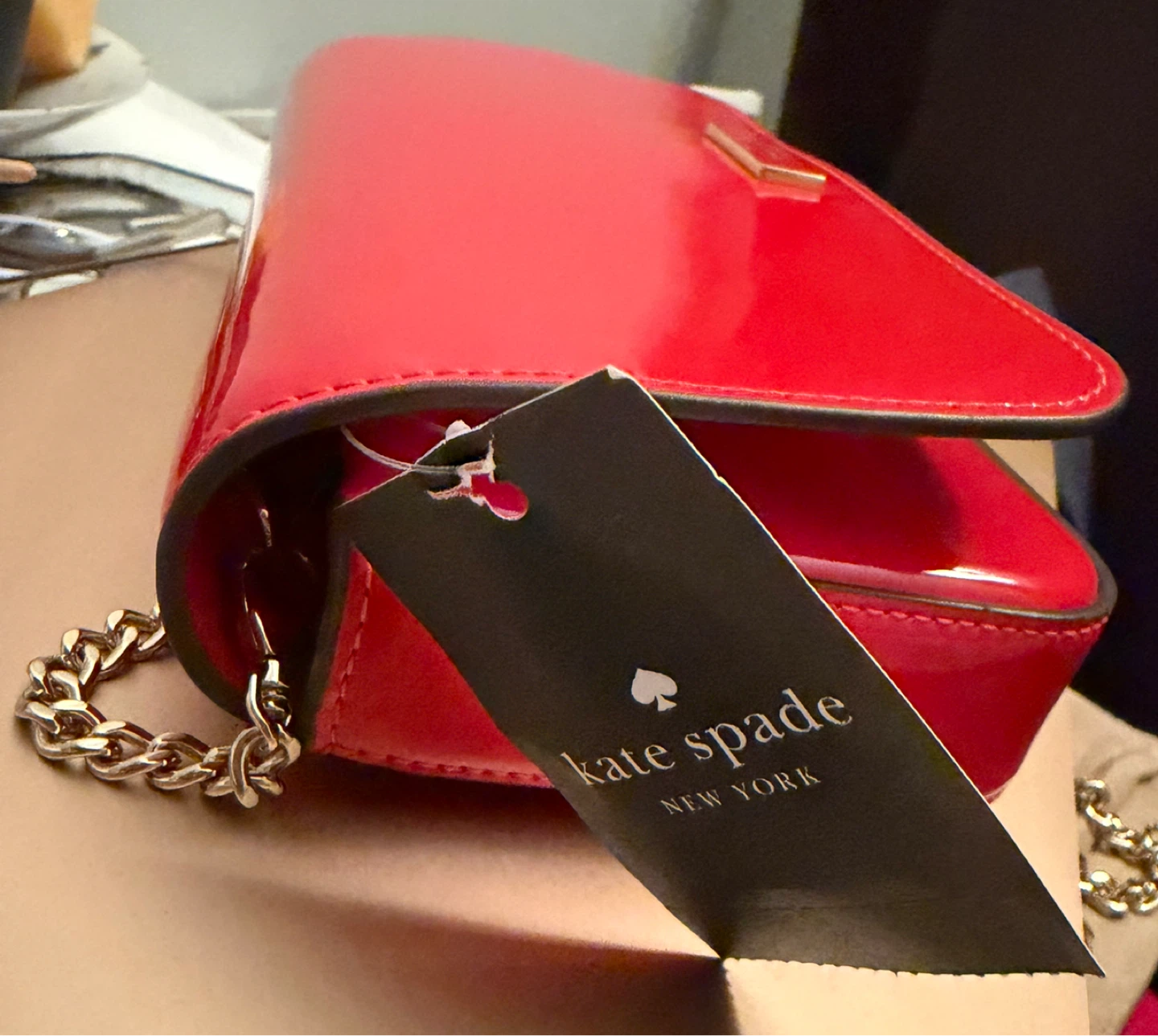 Kate Spade Red Patent Leather Chain Wallet - photo 2