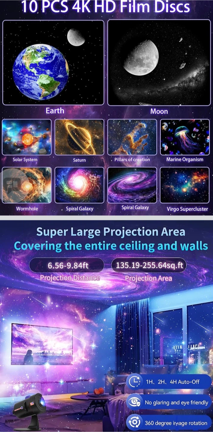 Galaxy Projector Star Night Light with 10 Film Discs - photo 2