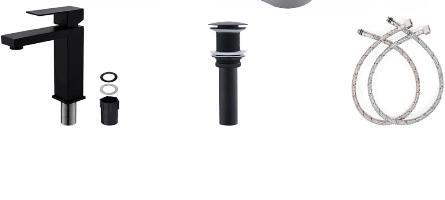 Black Bathroom Faucet with Pop Up Drain and Supply Lines - photo 2