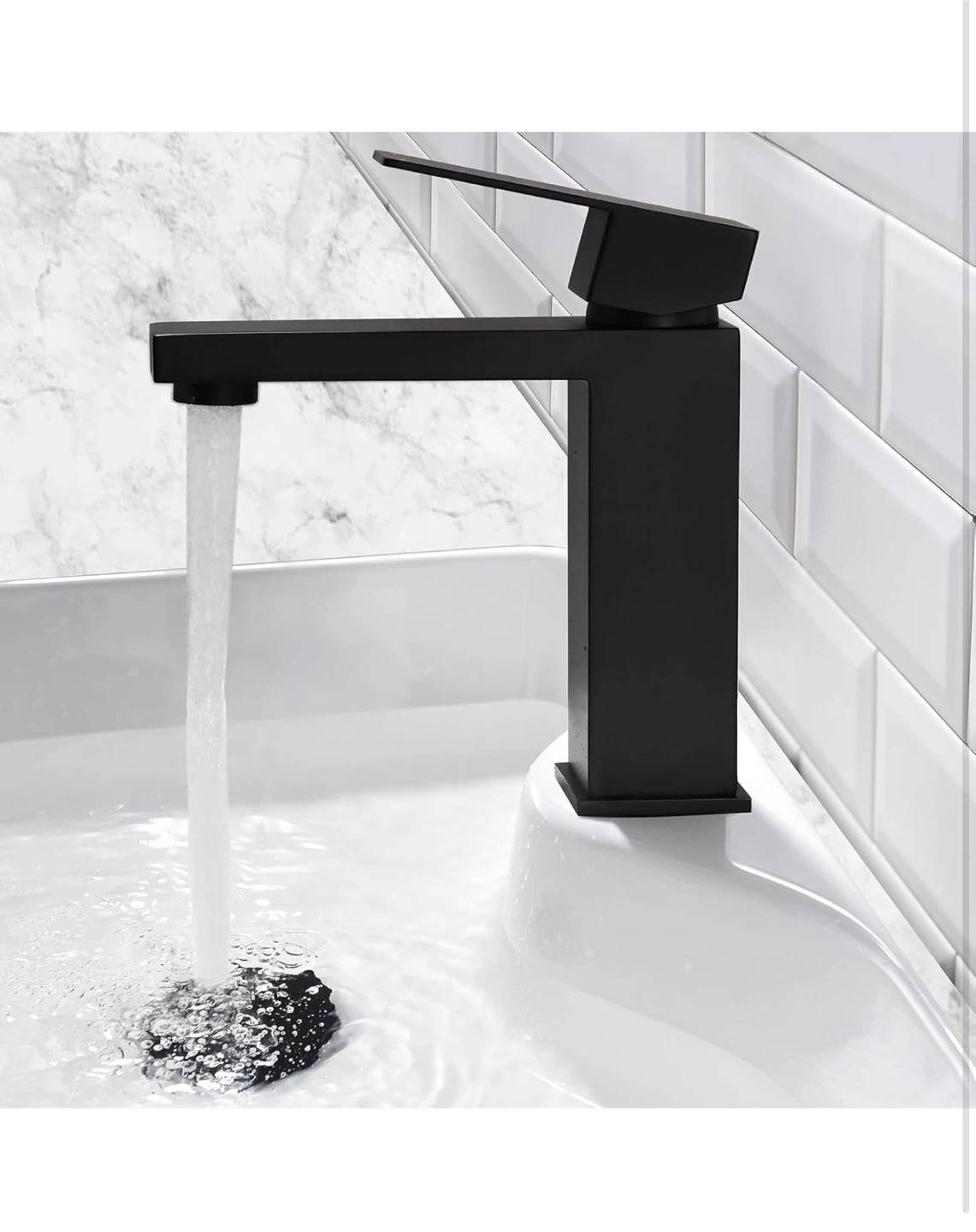 Black Bathroom Faucet with Pop Up Drain and Supply Lines - photo 3