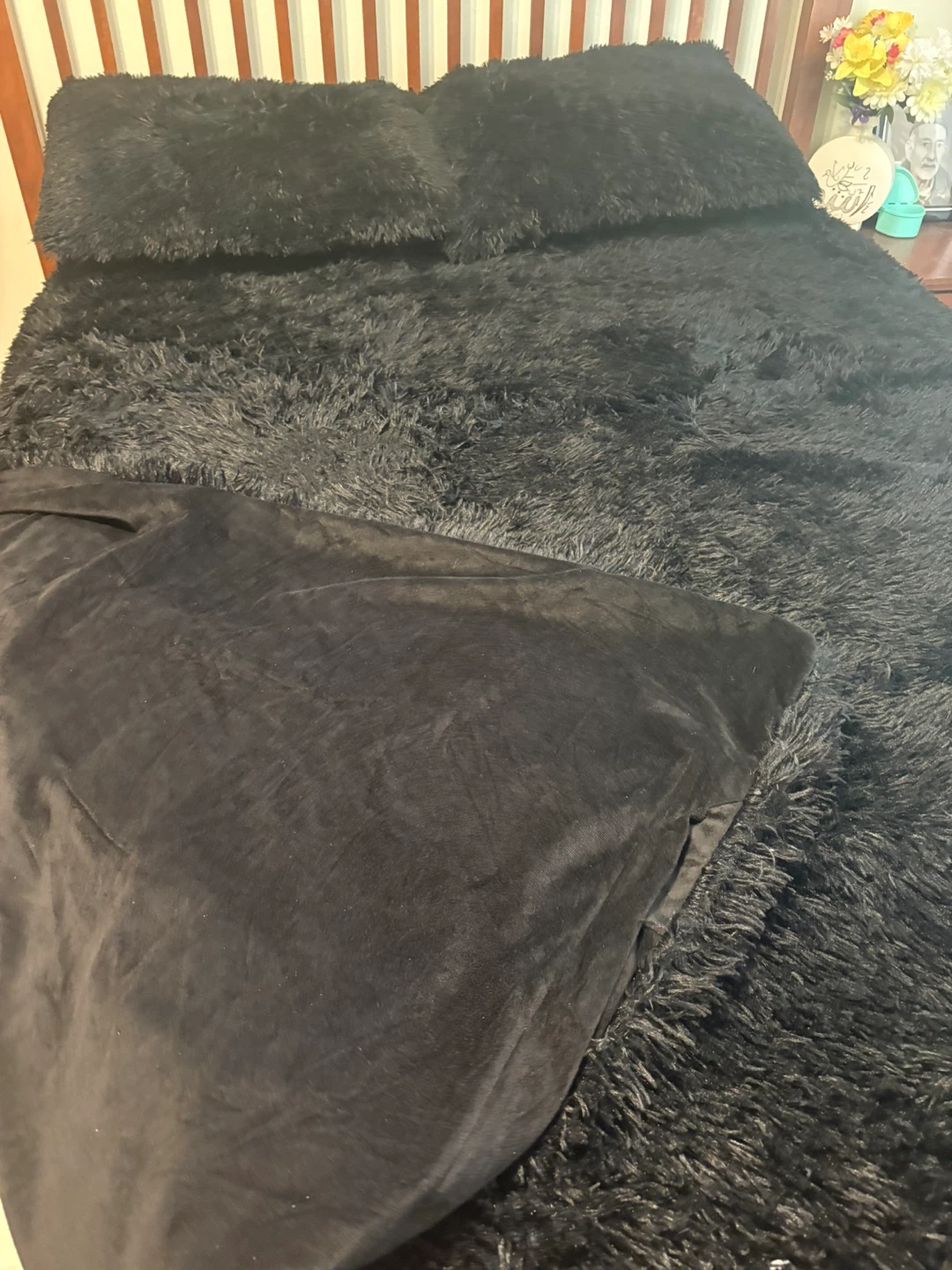 Black Shag Bedding Set - Duvet Cover & Pillow Shams - photo 4