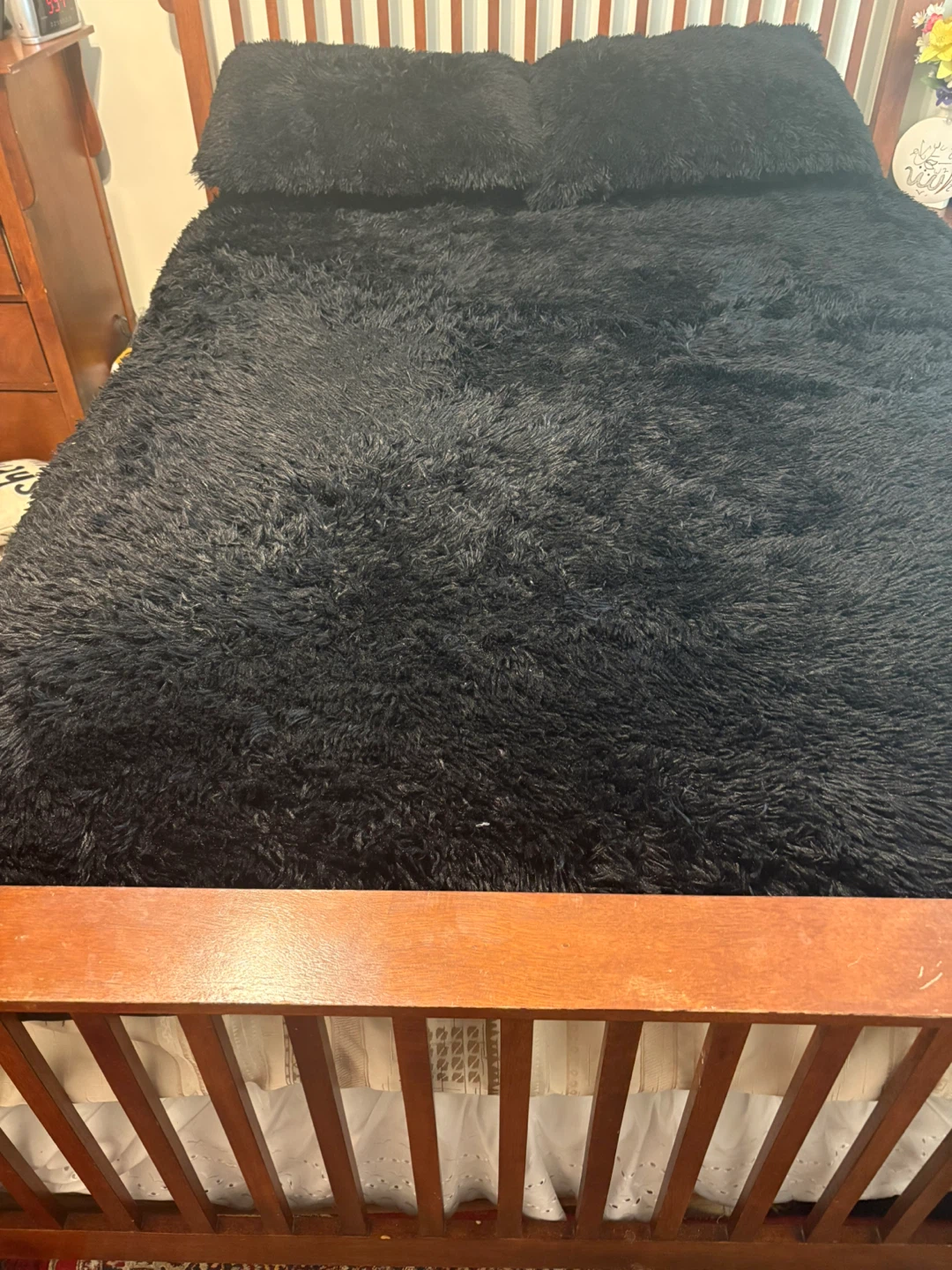 Black Shag Bedding Set - Duvet Cover & Pillow Shams