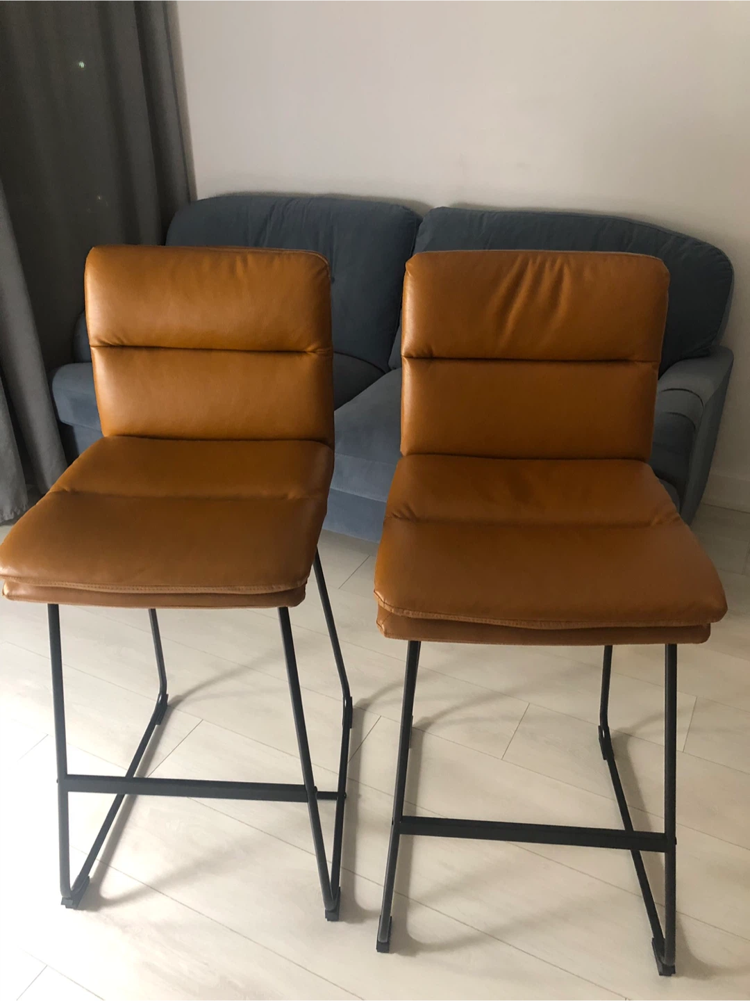 Brown Faux Leather Counter Height Stools (Set of 2)