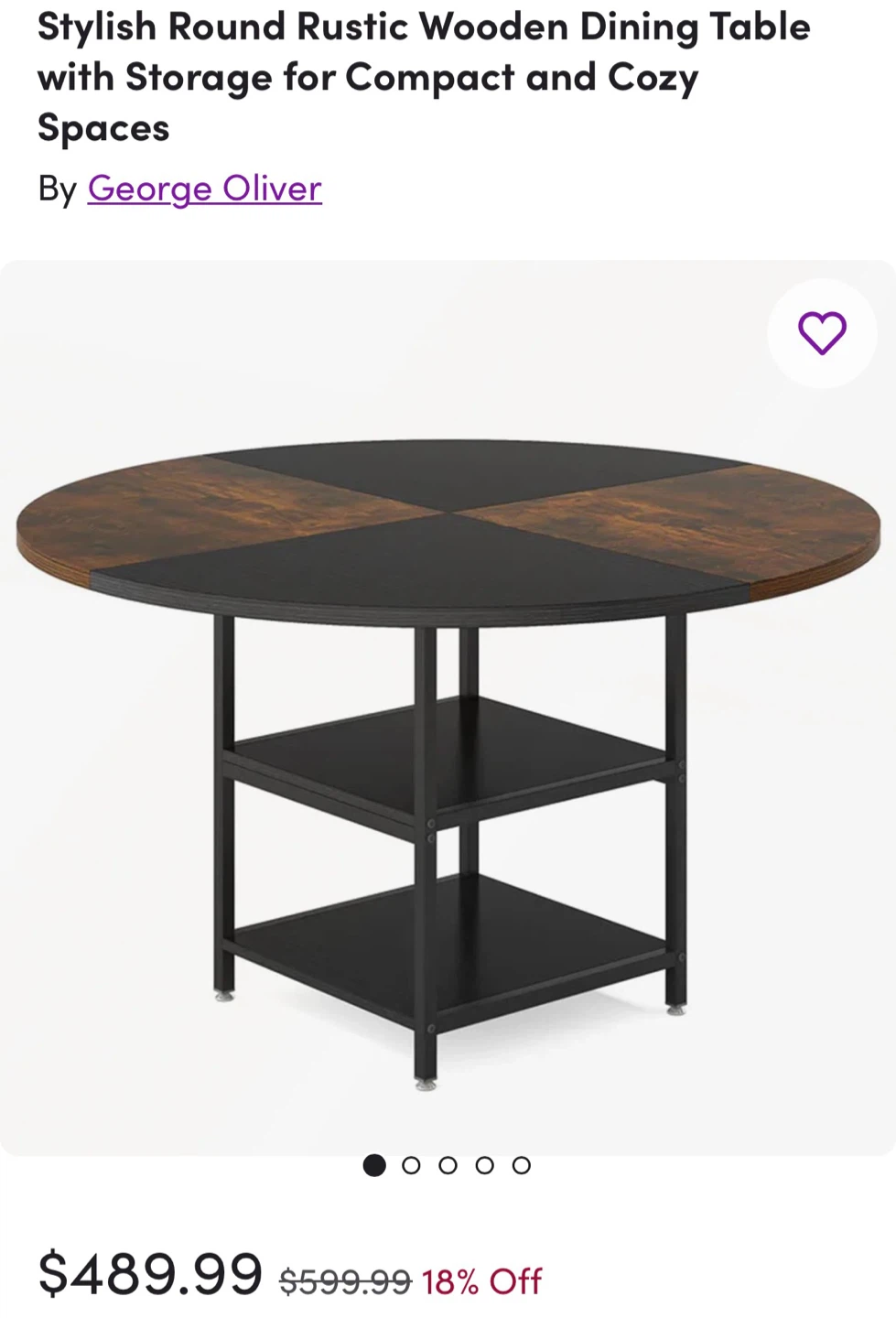 Stylish Round Rustic Wooden Dining Table with Storage - photo 2