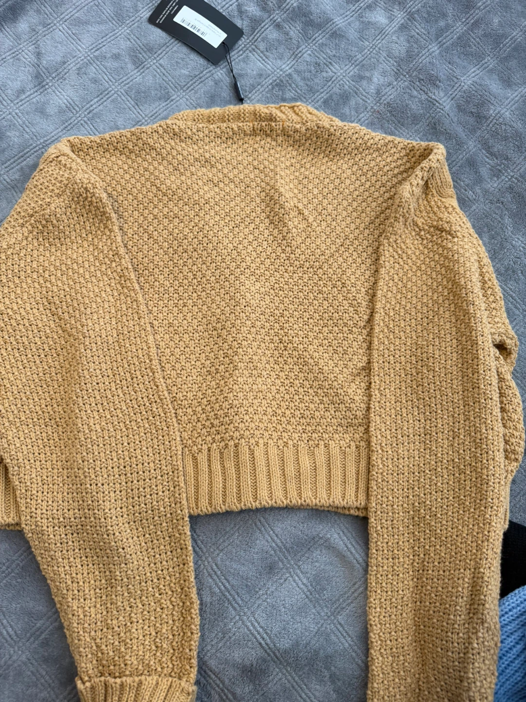 Yellow Mustard Cable Knit Cropped Cardigan - photo 4
