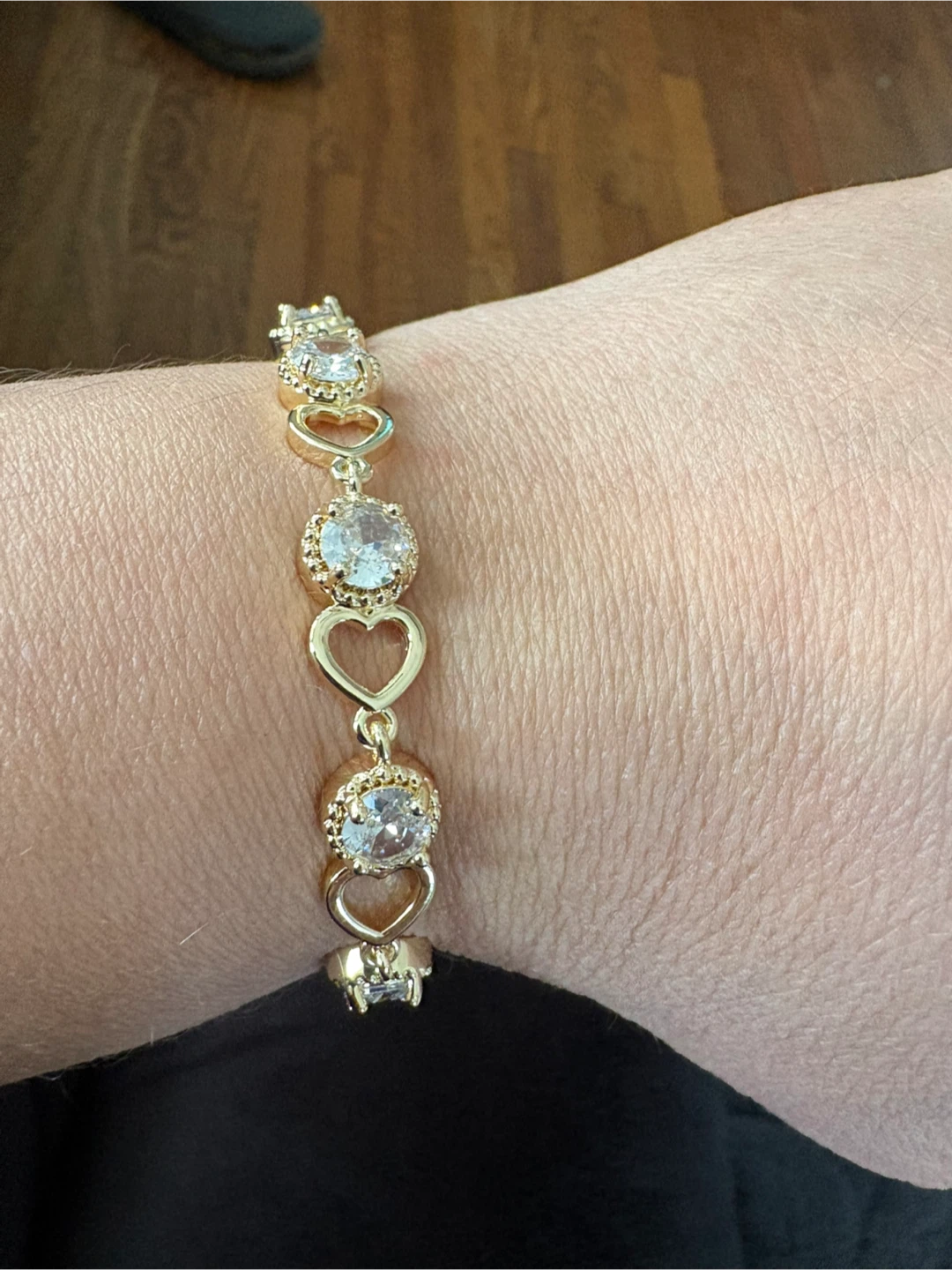 Gold Tone Bracelet with Rhinestone Accents - photo 4