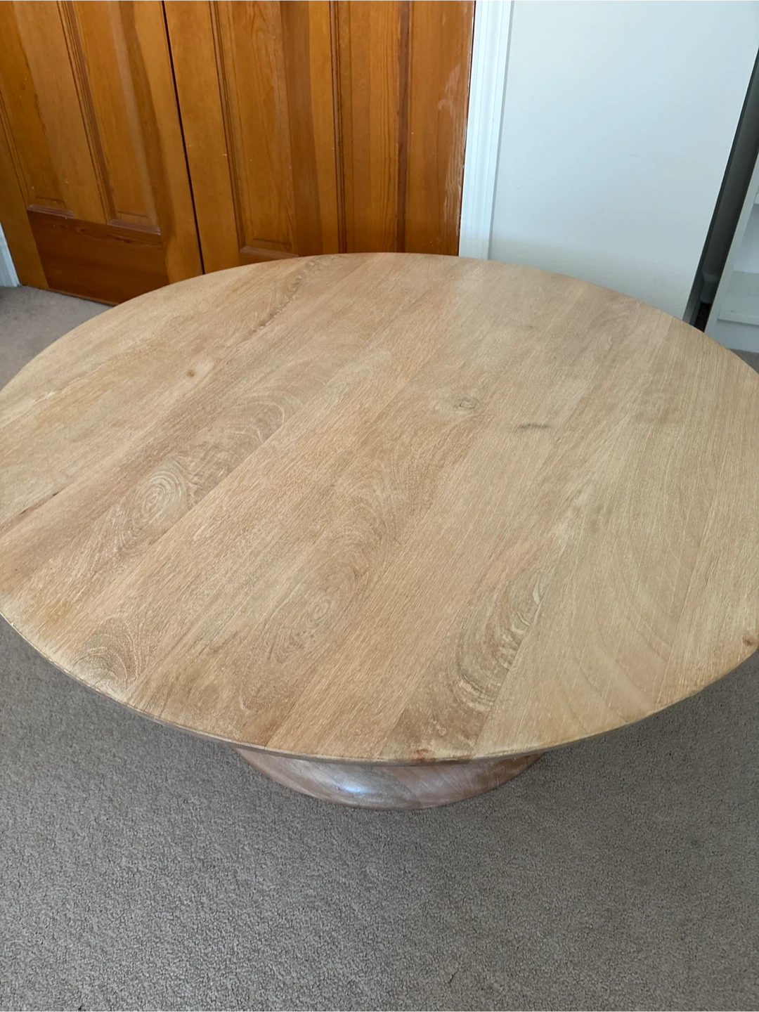 Round Pedestal Coffee Table - Light Wood