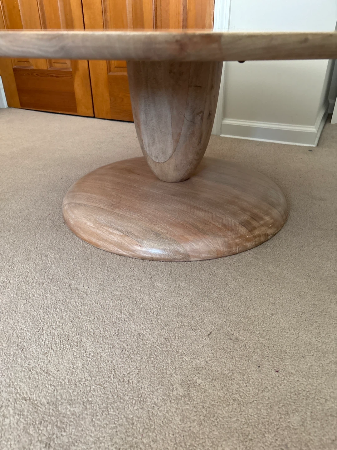 Round Pedestal Coffee Table - Light Wood - photo 2