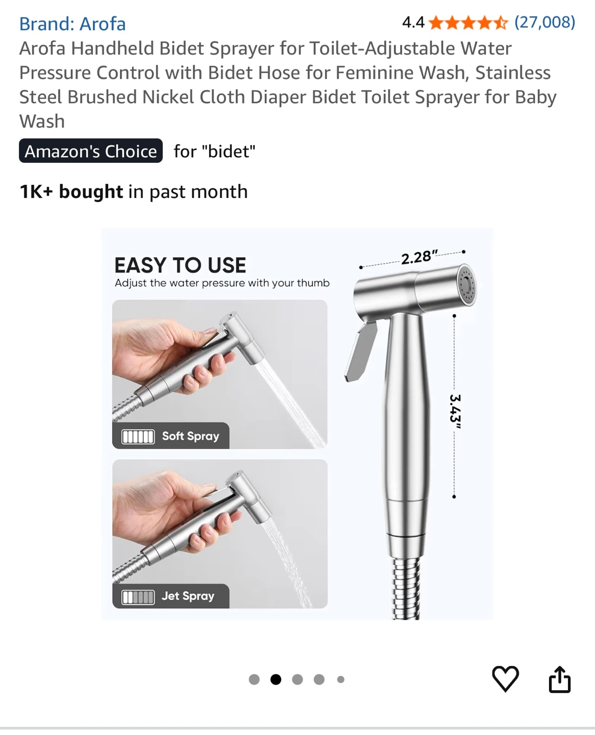 Hand held bidet spray for toilet - photo 2